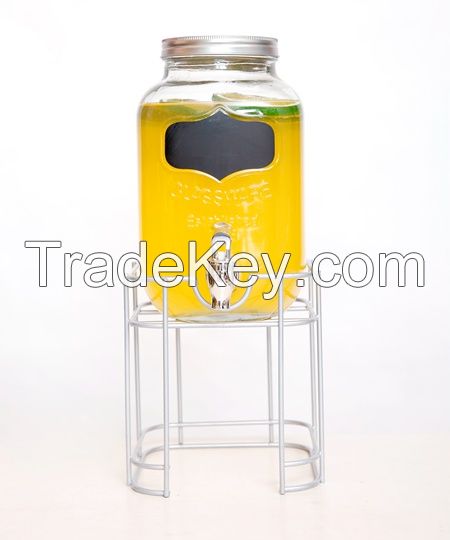 4L Factory Direct Sale Decal Glass Jar With Tap And Lid