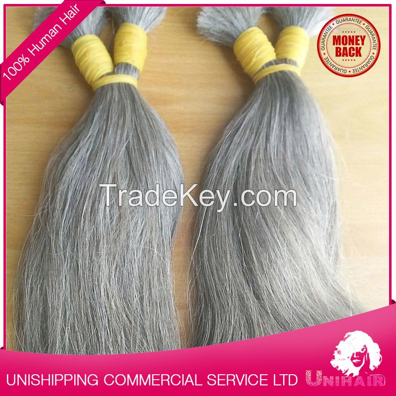 High Quality Grey Human Hair By Bulk Hair Extensions Wholesale