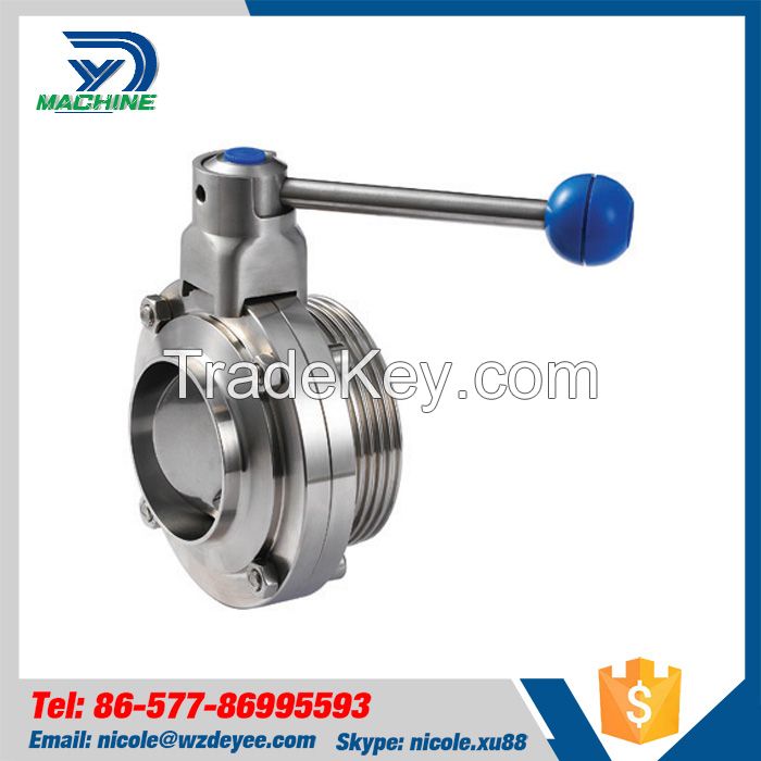 Food Grade Sanitary SS304 Thread Weld Butterfly Valve