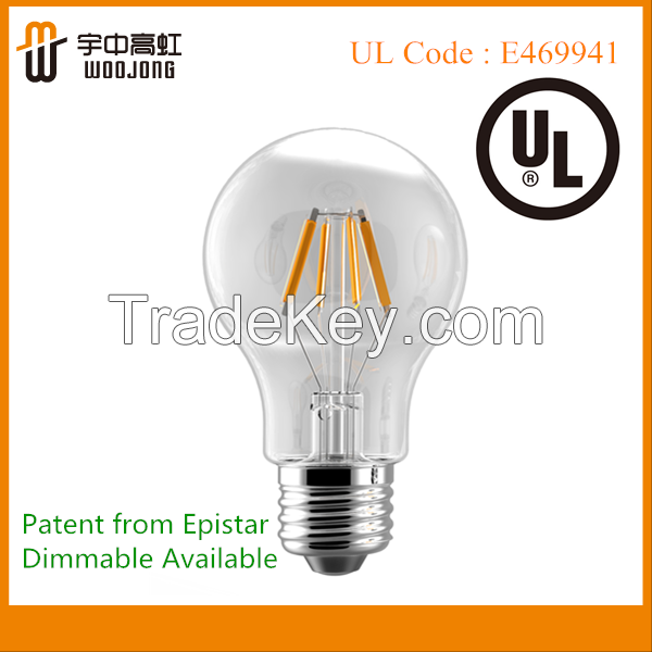 Dimmable a60 e27 epistar led filament bulb 2years warranty