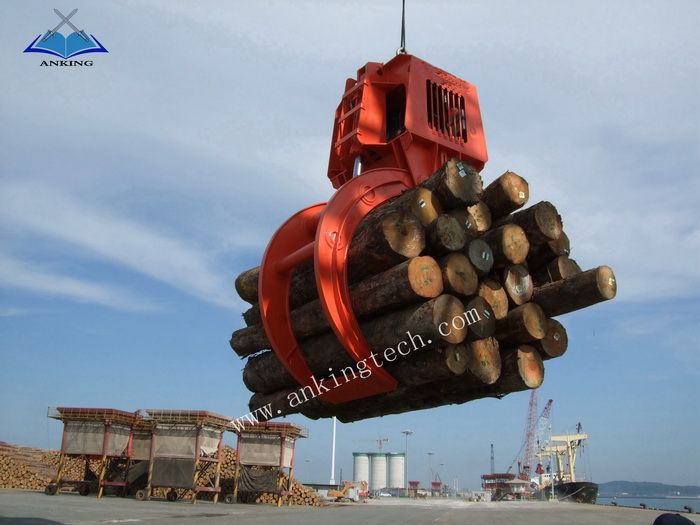 Electro-hydraulic timber grab for crane wood