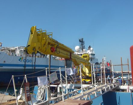 Hydraulic telescopic crane for marine crane