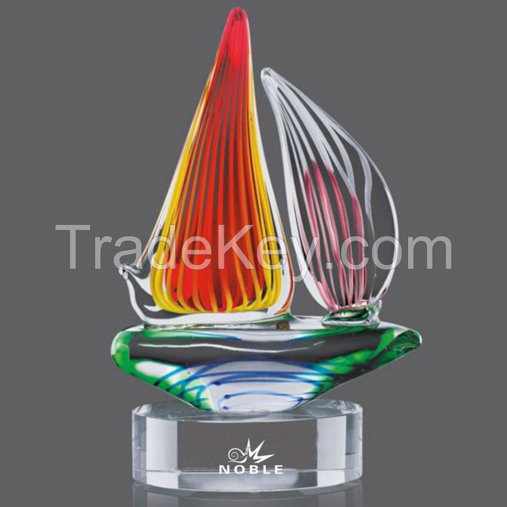 Crystal Starfish Shape Craft Color Hand Blown Glass Trophy