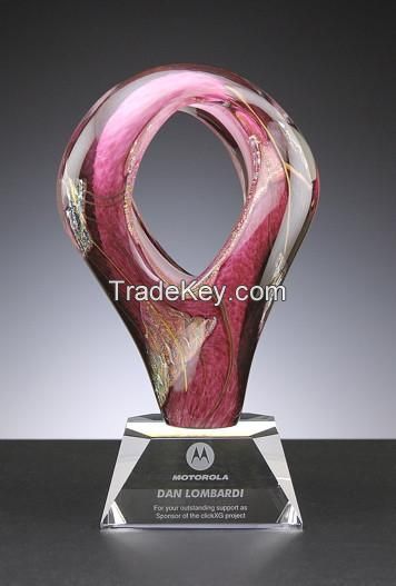 Crystal Starfish Shape Craft Color Hand Blown Glass Trophy