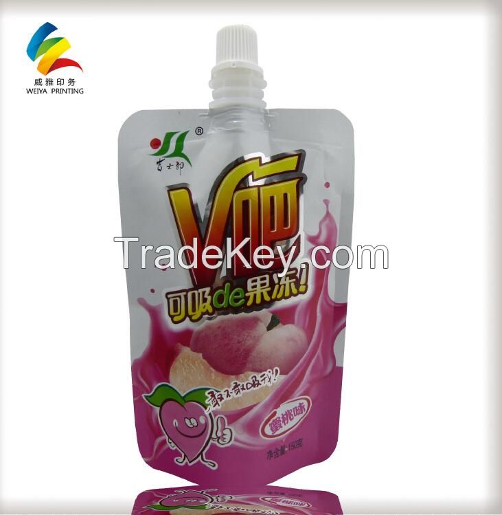 Standing beverage pouches 100g 200g 500g plastic pouches for liquids packing