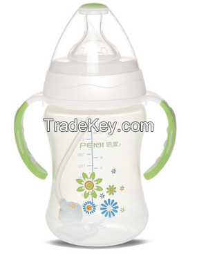 280ml Wide-neck dual color round shape feeding bottle