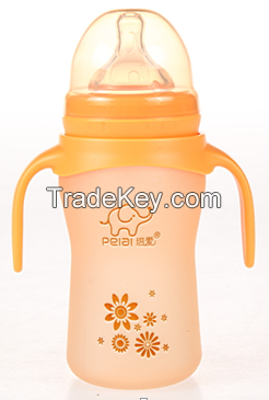 150ml silicone temperature sensing non-slip glass feeding bottle