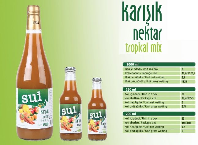 Sui Fruit Juice and Fruit Nectar in Glass Bottle and Carton box