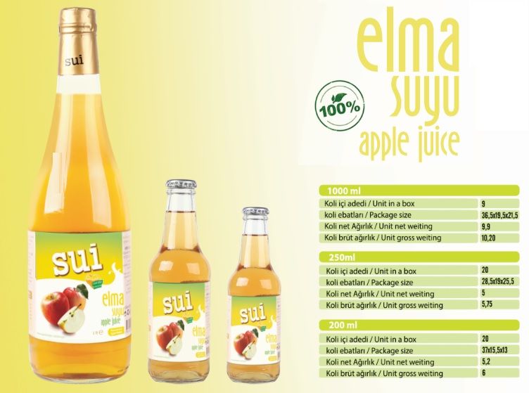 Sui Fruit Juice and Fruit Nectar in Glass Bottle and Carton box