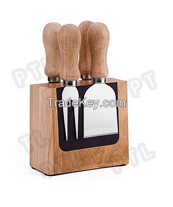 Wooden cheese set with rectangular magnetic stand 