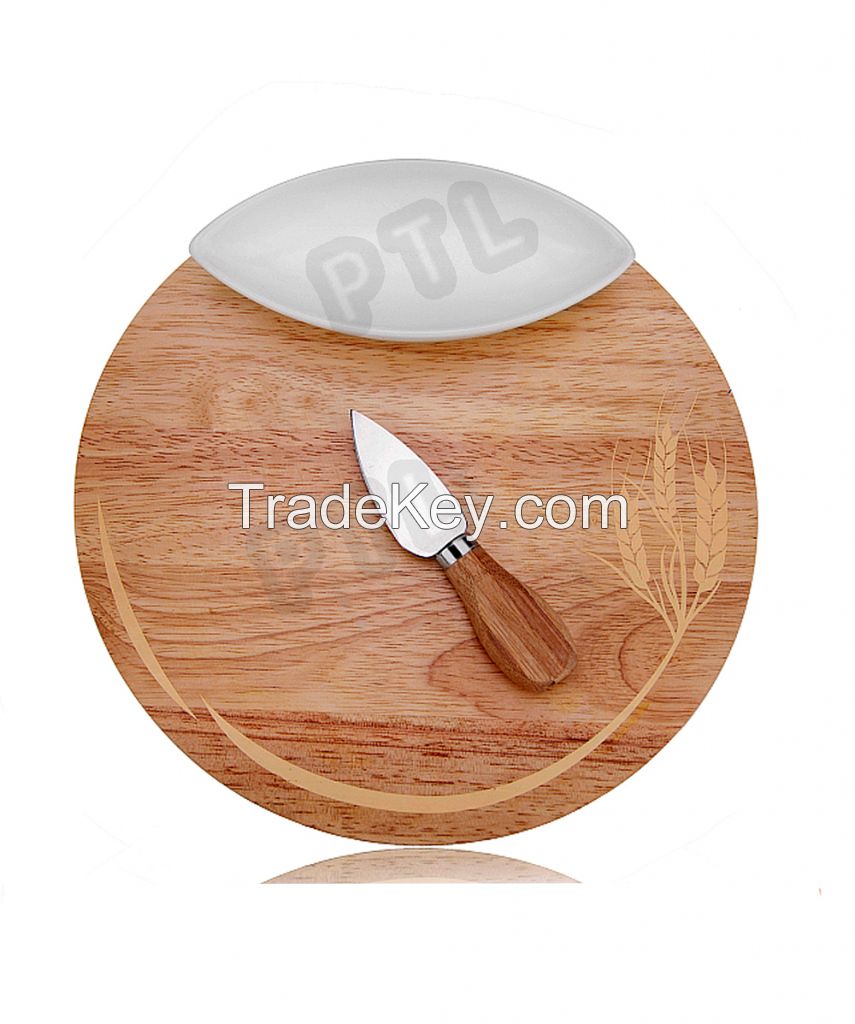 Wooden cheese set with oval ceramic bowl(3 pieces) 