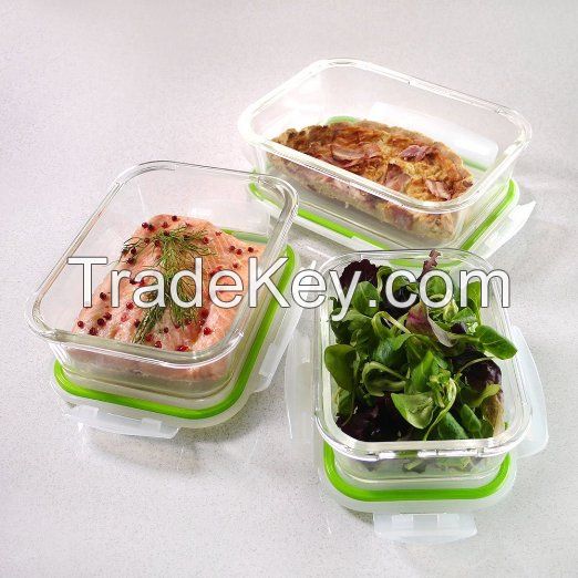 oven safe rectangle glass food container 4pcs set