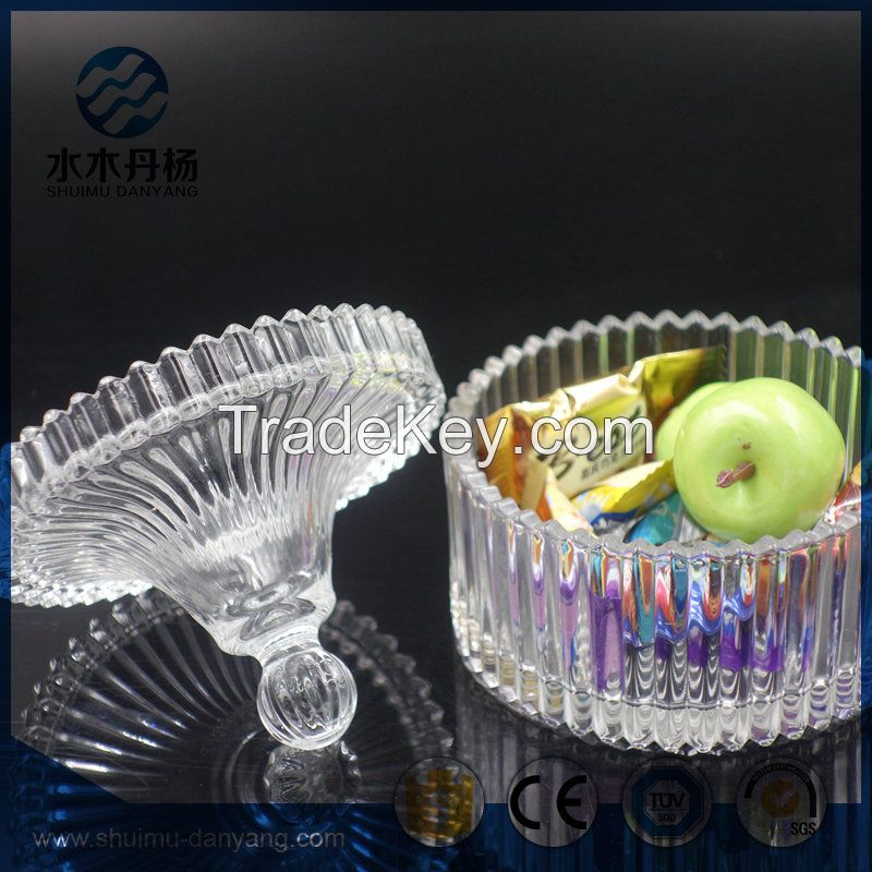 Fancy 250ml food grade glass jar with glass lid candy jar