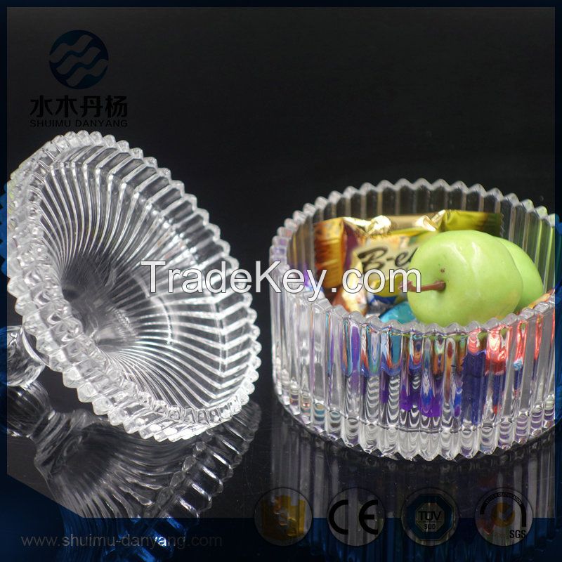 Fancy 250ml food grade glass jar with glass lid candy jar
