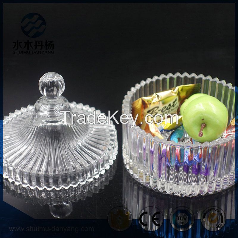 Fancy 250ml food grade glass jar with glass lid candy jar