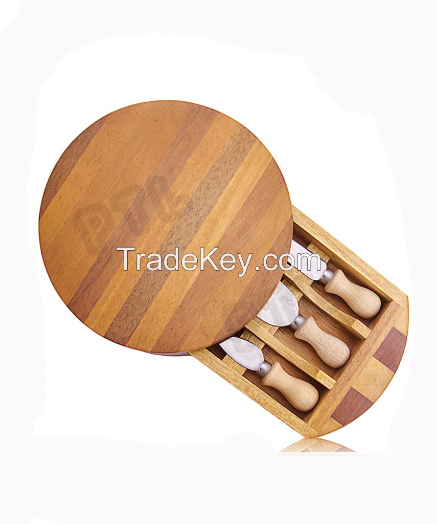 deluxe drawer-style wooden cheese set(4 pieces) 