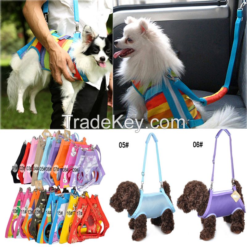 Pet Dog Carrier Bag with shoulder Stripe, Dog Harness Style of Vest Carrier Bag with Leash sets