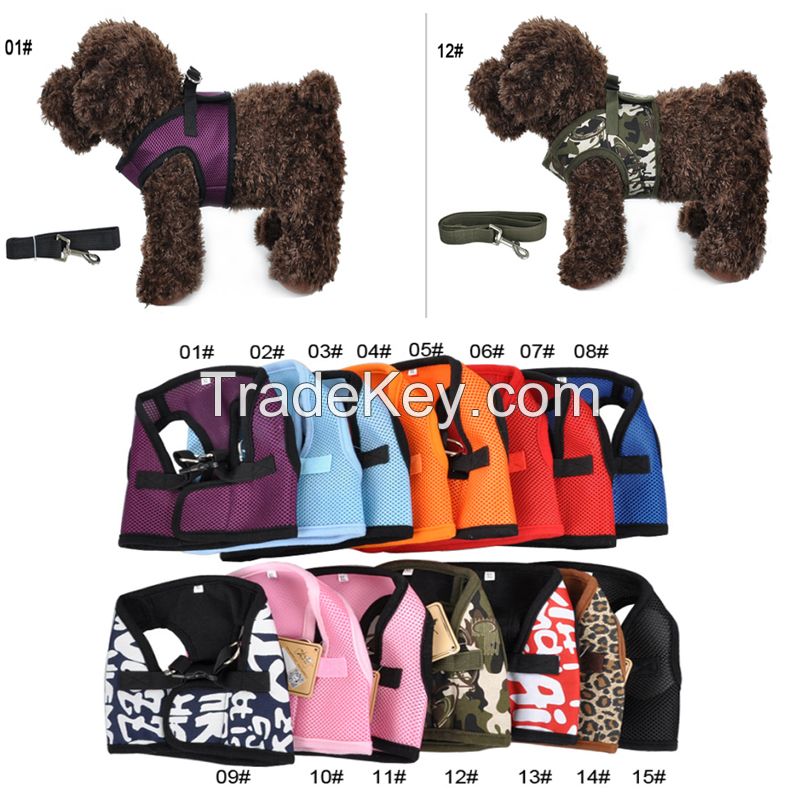 Nylon Mesh Pet dog Harness Vest Puppy Comfort Harness with Leads rope sets