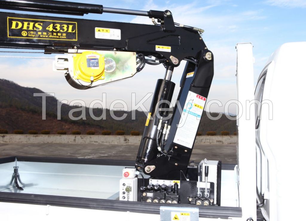 Cargo crane DHS433L truck mounted stick hydraulic crane telescopic