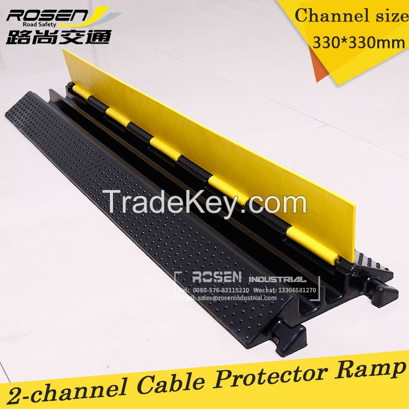 2-channel Yellow Lid Black Rubber Cable Protector Ramp