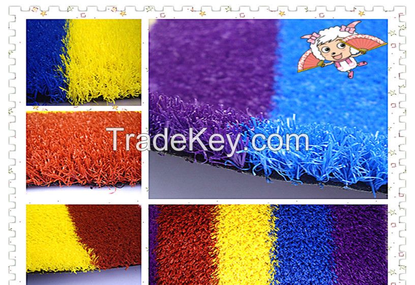 economical rainbow artificial grass for kindgarden 