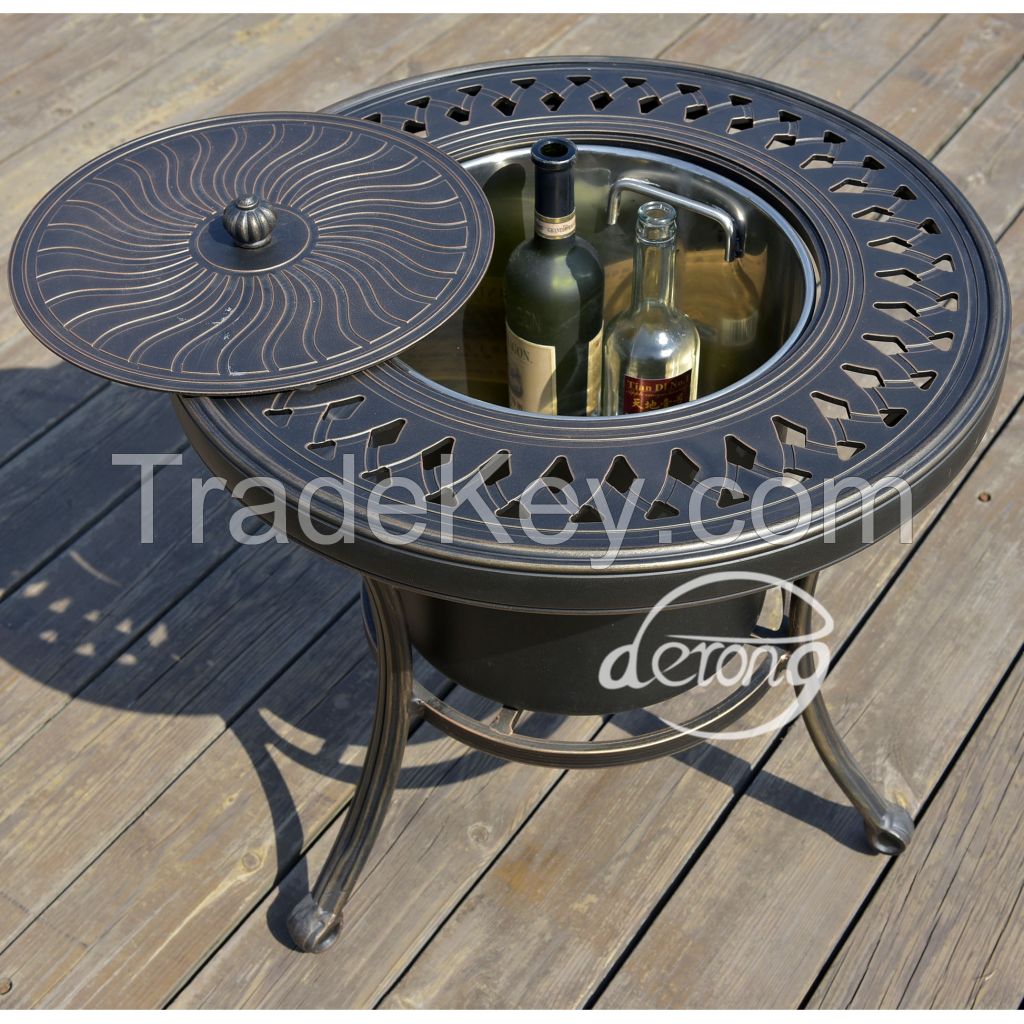 Cast aluminum garden set metal table and chairs with BBQ grill