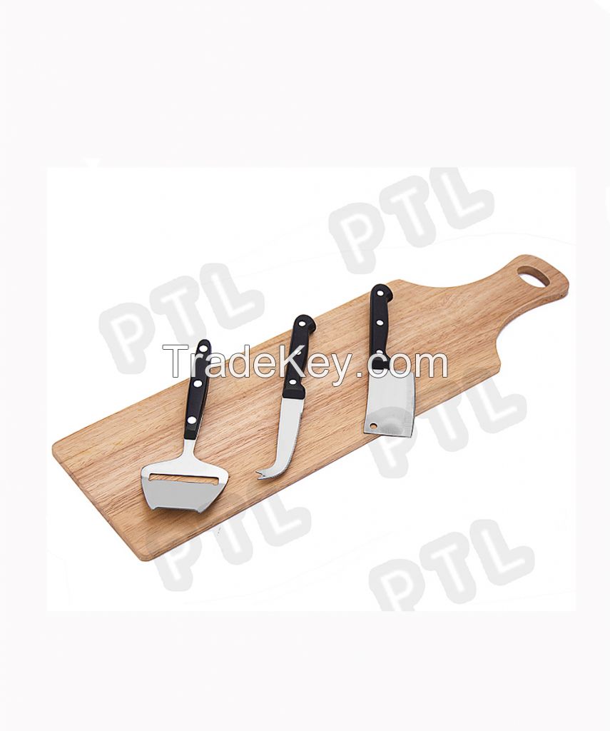 PP-handle cheese set with long chopping board(4 pieces)