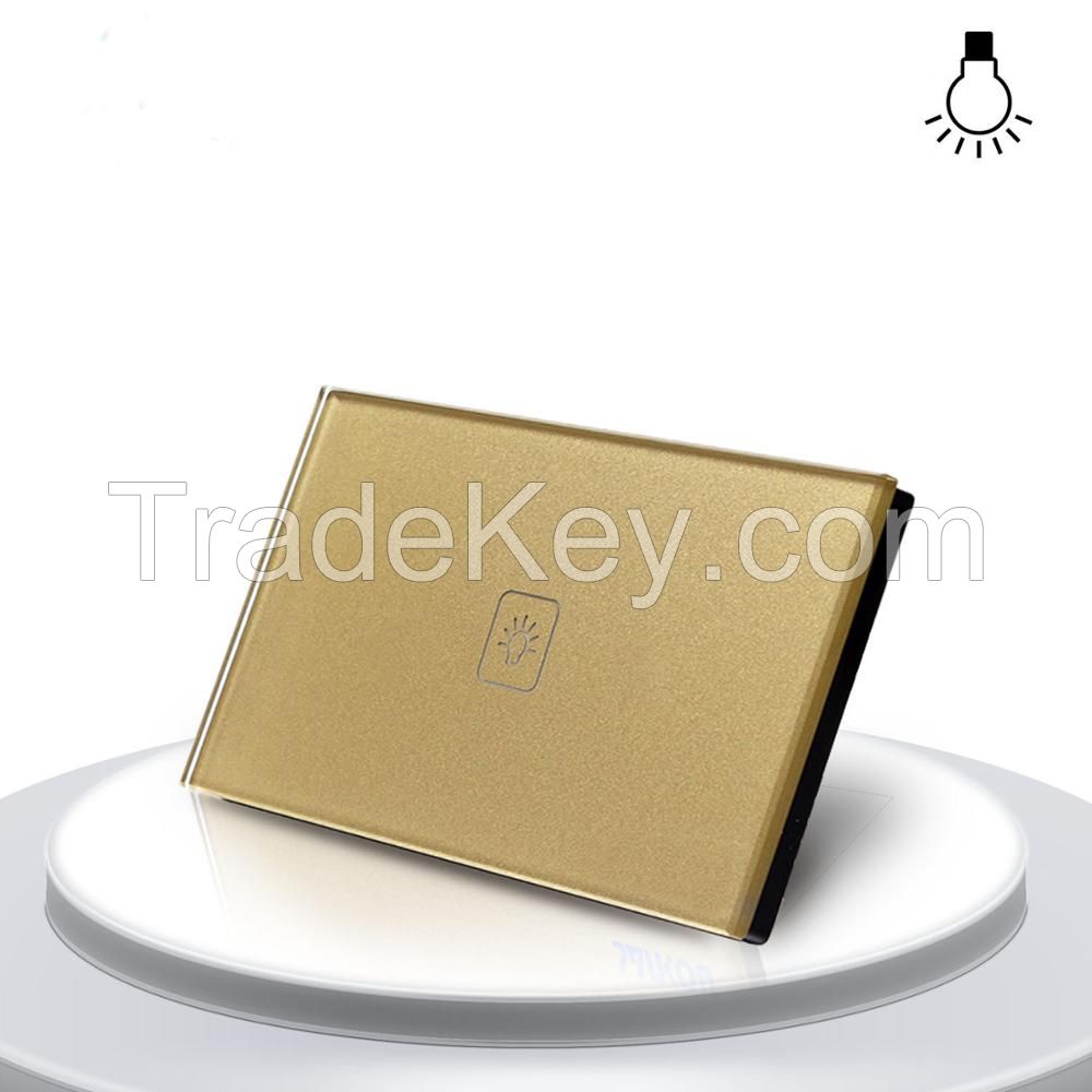 Remote Dimmer Switch US Standard Controller Dimmer Touch Sensor Switch 1 Gang 1 way Gold Glass Panel+LED Touch Dimmer Switch