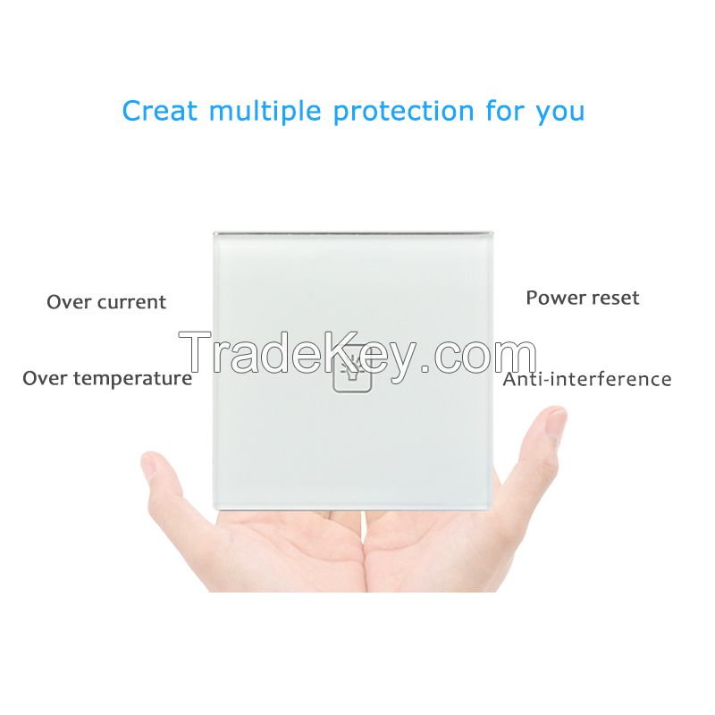 UK Standard 1 Gang 1 way Remote Control Dimmer Touch Switch White Crystal Glass Panel Remote Touch Lamp Dimmer Switch