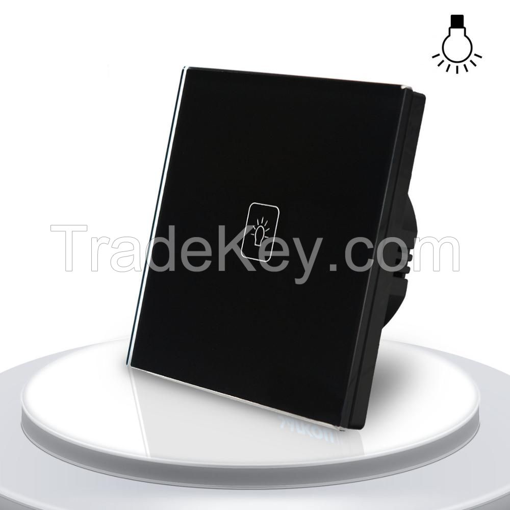 Touch Dimmer Switch EU Standard Wall Switch Black Crystal Glass Panel Wall Light Touch Switch Touch Light Dimmer Switch