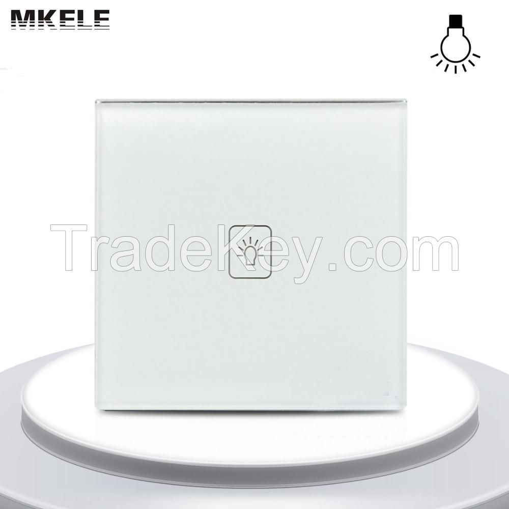 UK Standard 1 Gang 1 way Remote Control Dimmer Touch Switch White Crystal Glass Panel Remote Touch Lamp Dimmer Switch