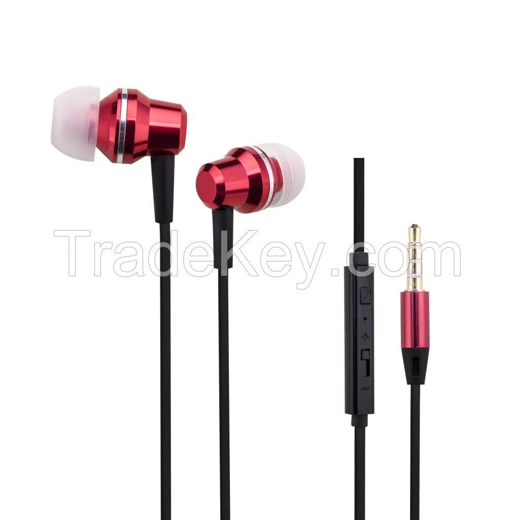 Colorful Metal Wired Earphone headset with 3.5mm Connector Microphone