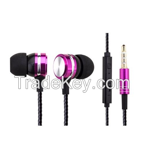 earphone with mic and remote contral in ear earphone for mobile phone