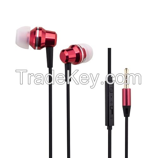 Colorful Metal Wired Earphone headset with 3.5mm Connector Microphone