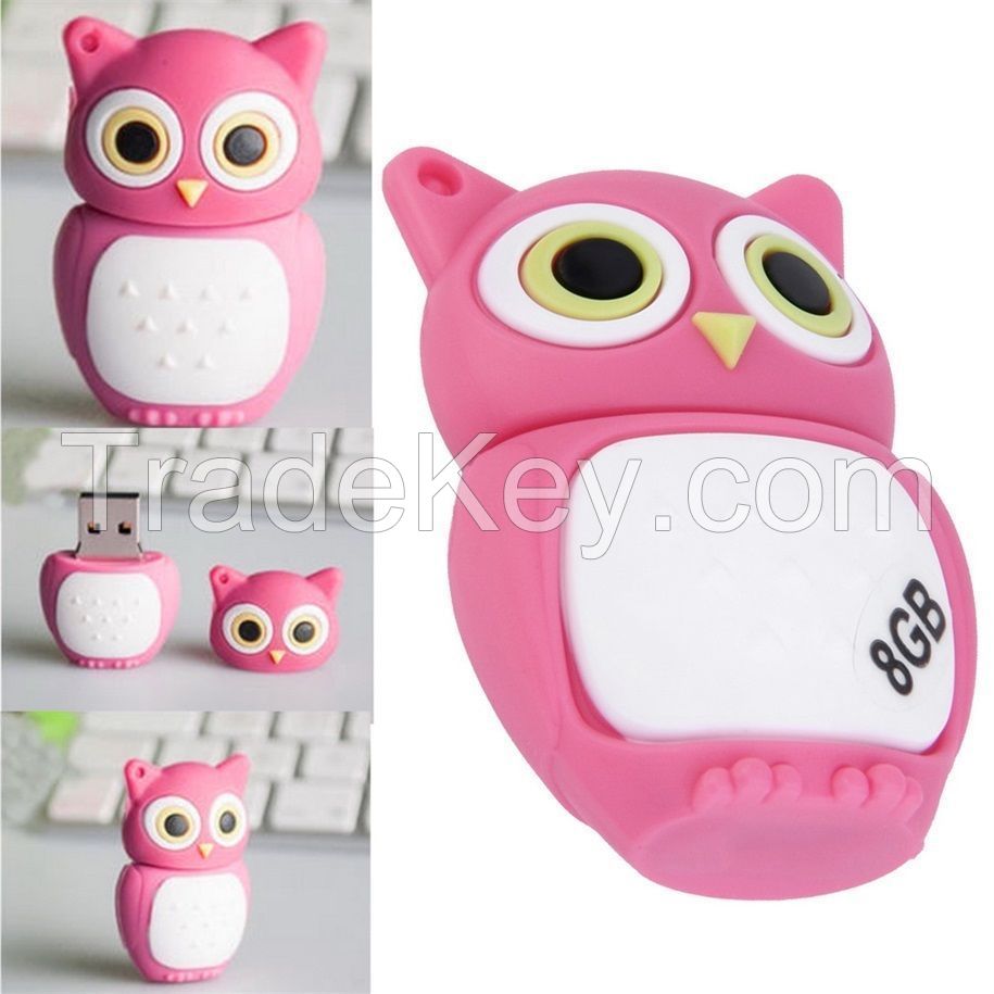 Pink Hot Owl 8GB Gift Pen drive cartoon USB2.0 Memory Flash Stick Storage U Disk