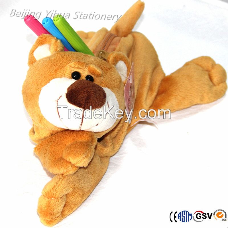 Very popular differentv styles plushed animal pencil case for student