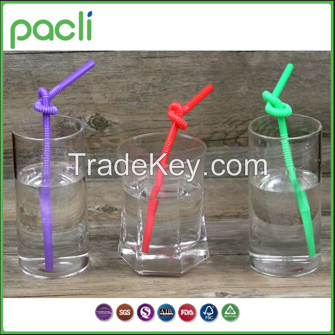 Plastic assorted colors artistic long straws