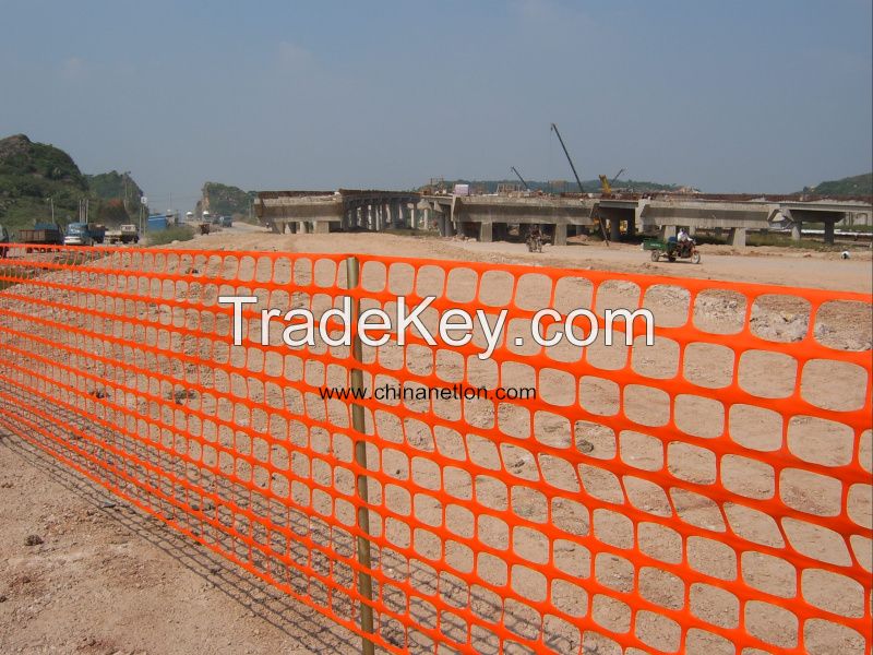 Orange plastic snow fence