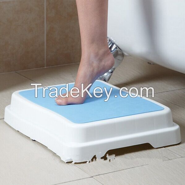 White plastic extra large platform half step stool bath step