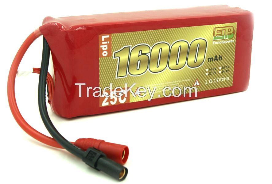 EP 16000mAh 25C 22.2V 6S1P lipo battery for UAV, drone, multirotor