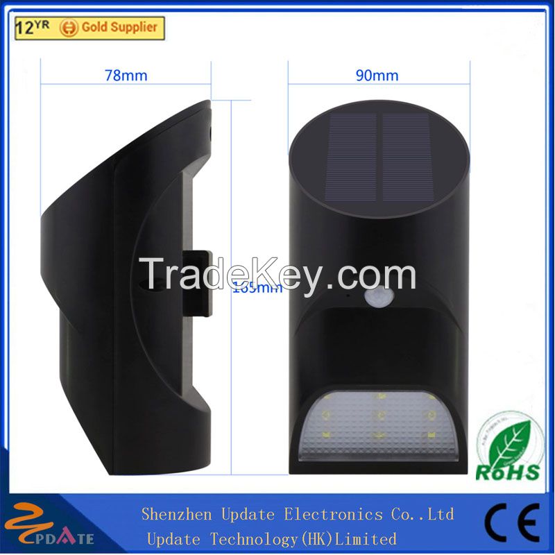 High lumen 0.9w motion sensor solar power fence wall lighting fixture