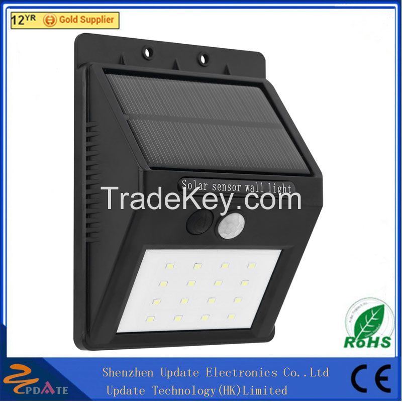 Super bright 16LED Solar Battery Powered Motion PIR Sensor Outdoor LED solar wall Lighting