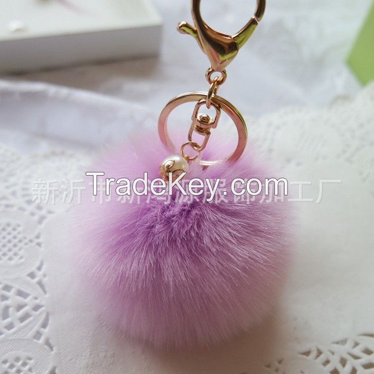  New 8CM Beauty Pompom Ball Key Chain Ring Charm Handbag-21