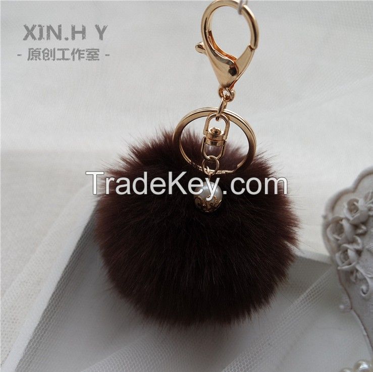  New 8CM Beauty Pompom Ball Key Chain Ring Charm Handbag-21