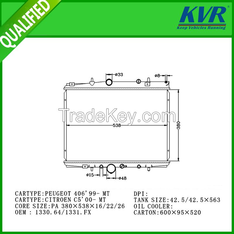 Hyper-competitive aluminum auto engine cooling radiator