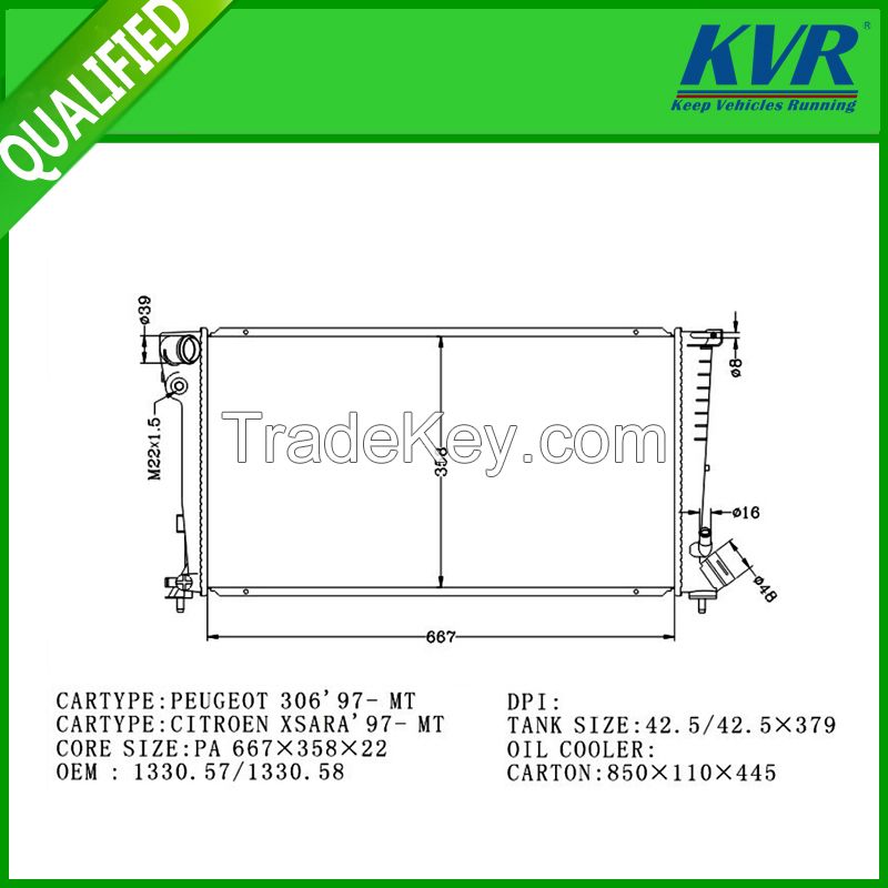 Hyper-competitive aluminum auto engine cooling radiator