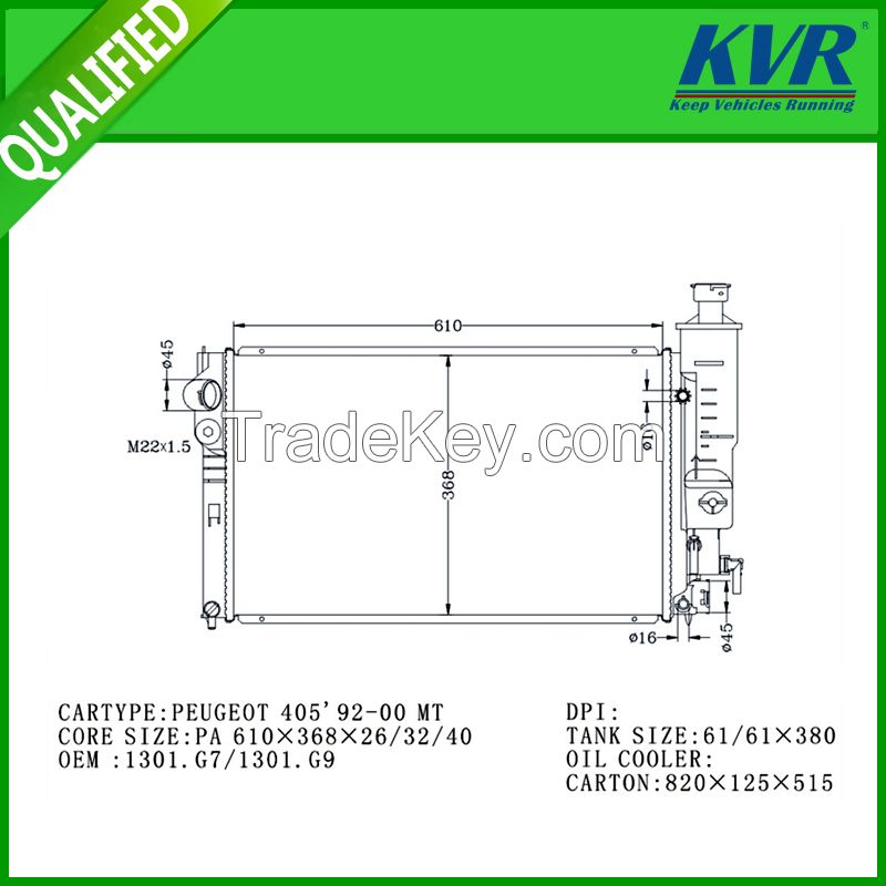 Car Engine Cooling System PEUGEOT Aluminum Radiator For Sale