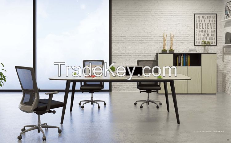 JA Office desk with side returned L shape  metal frame support