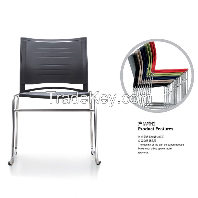 stackable of Plastic seat and backrest writting chair with PU cushon for options