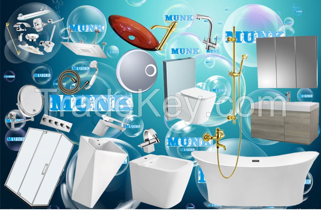 MUNK Corian bathtub+basin+toilet+faucet(Mixer)+bathroom fittings+cabinet+shower+mirror+shower room+bidet